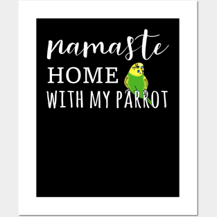 Namaste Home with green budgerigar Posters and Art